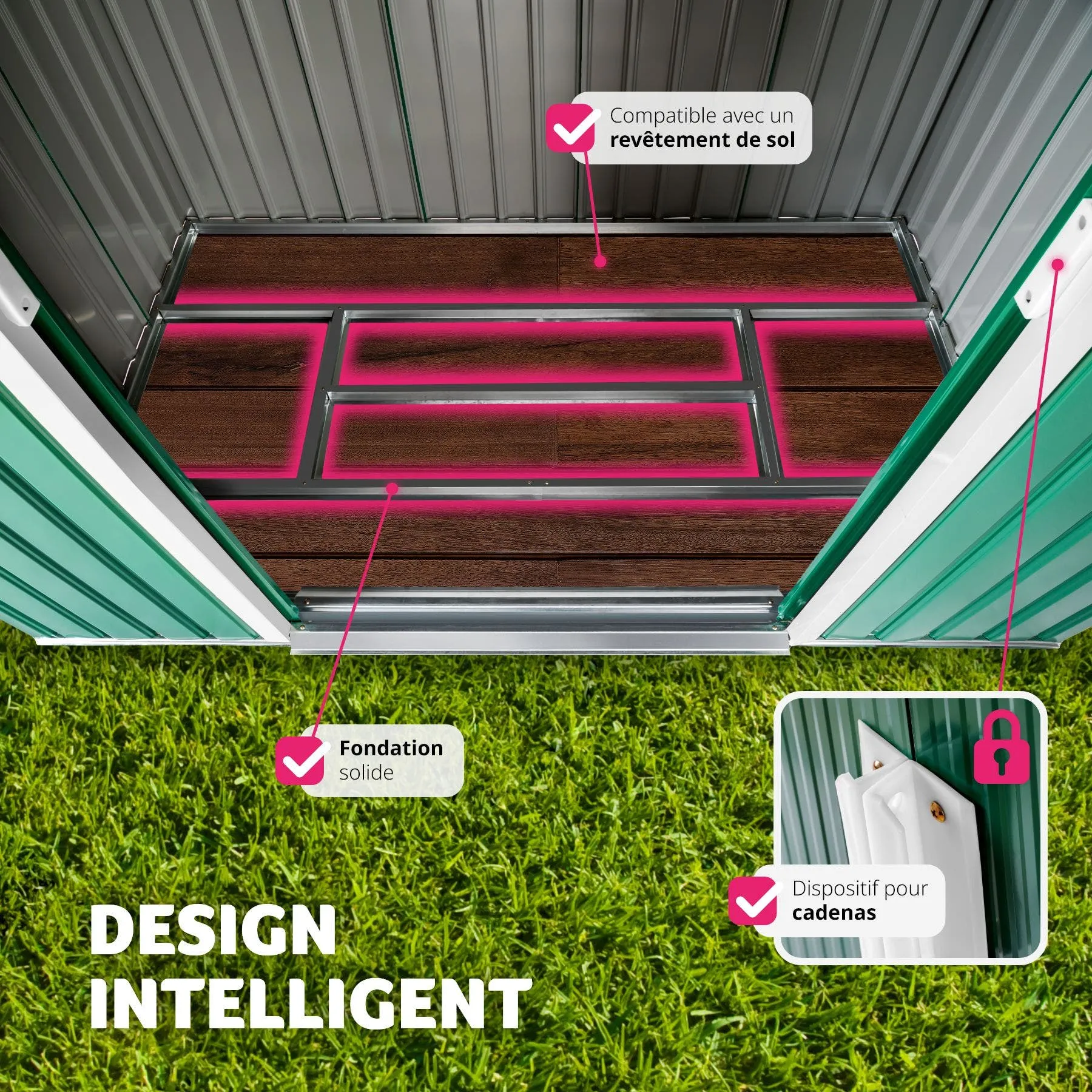Abri de jardin m\u00e9tal 2,7 m\u00b2 toiture 2 pans