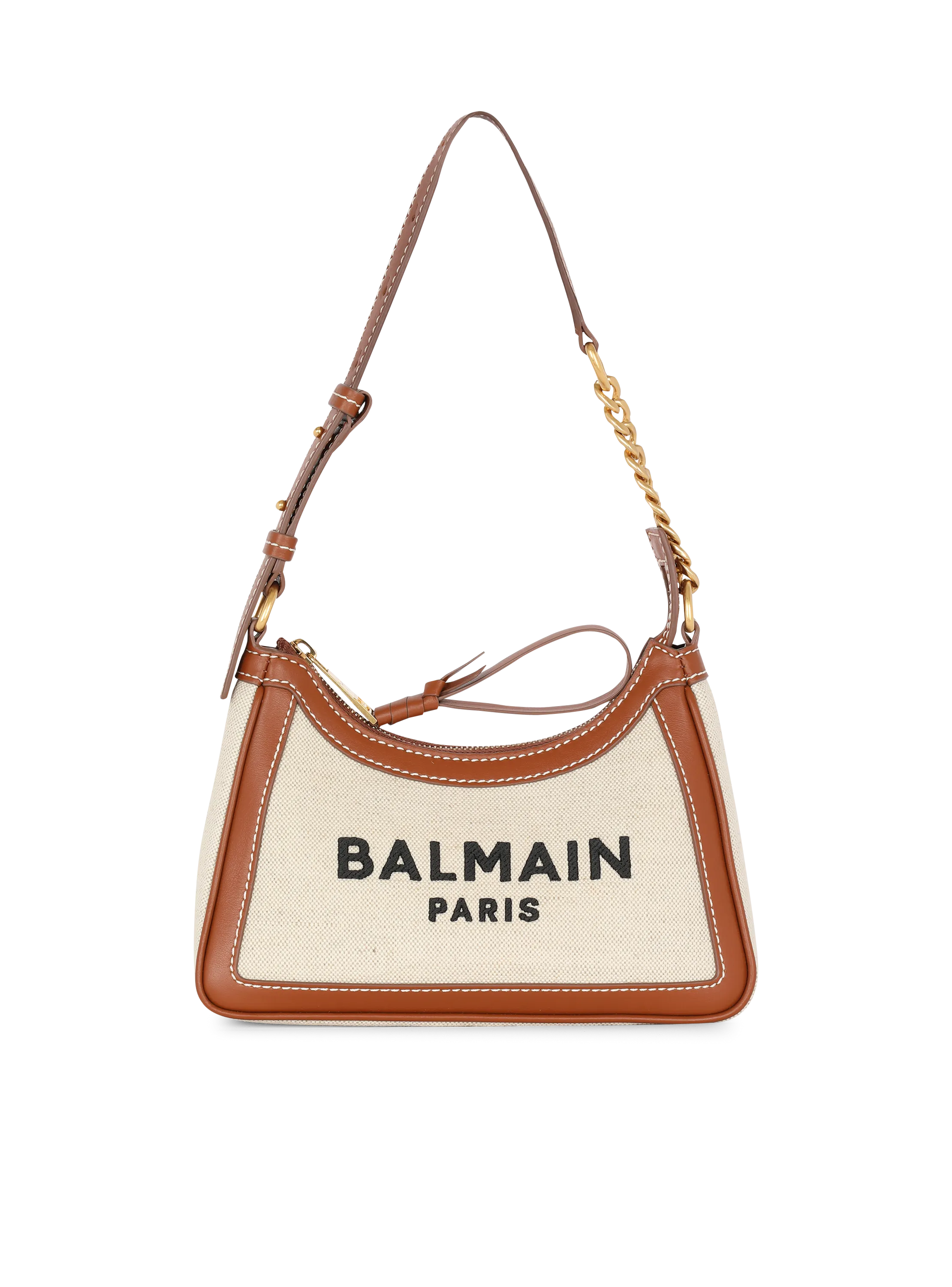 BALMAIN  Sac b-army canvas en toile avec empiècements en cuir - Marron
