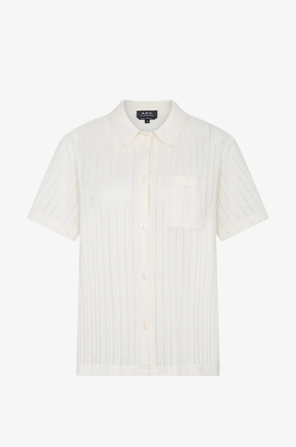 Chemise à manches courtes en maille ajourée Marine