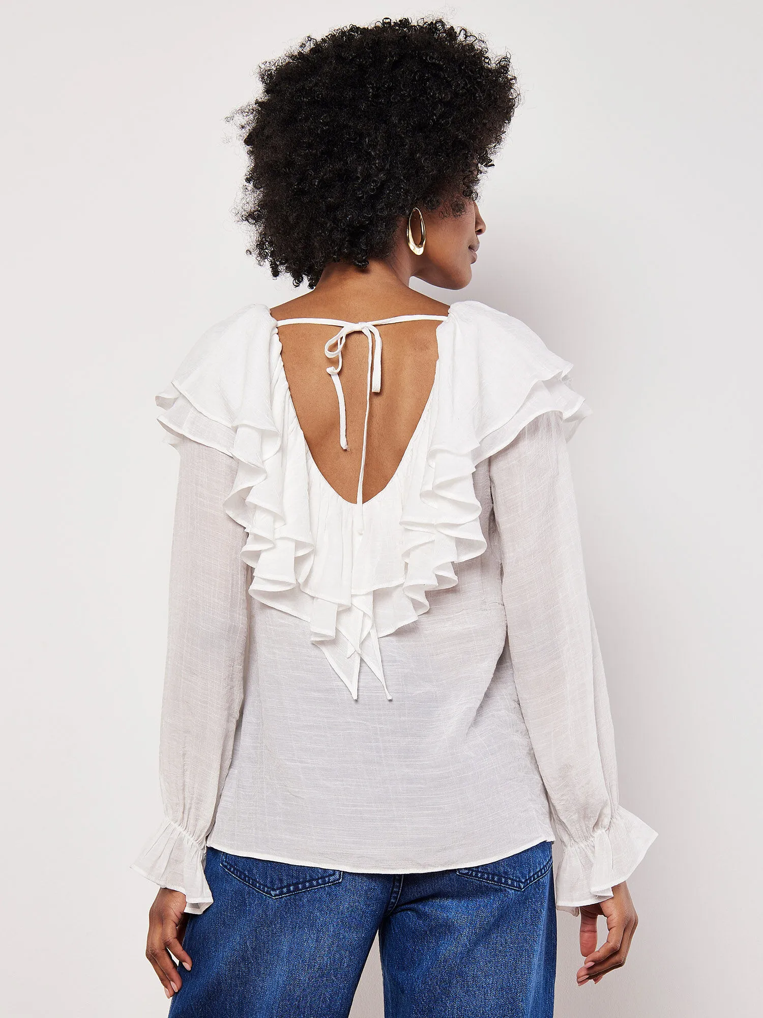 Chemisier À Col Volanté Vêtements Apricot