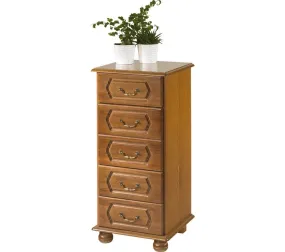 Chiffonnier Chêne Rustique 5 Tiroirs L 44.2 H 93.7 P 41 Cm
