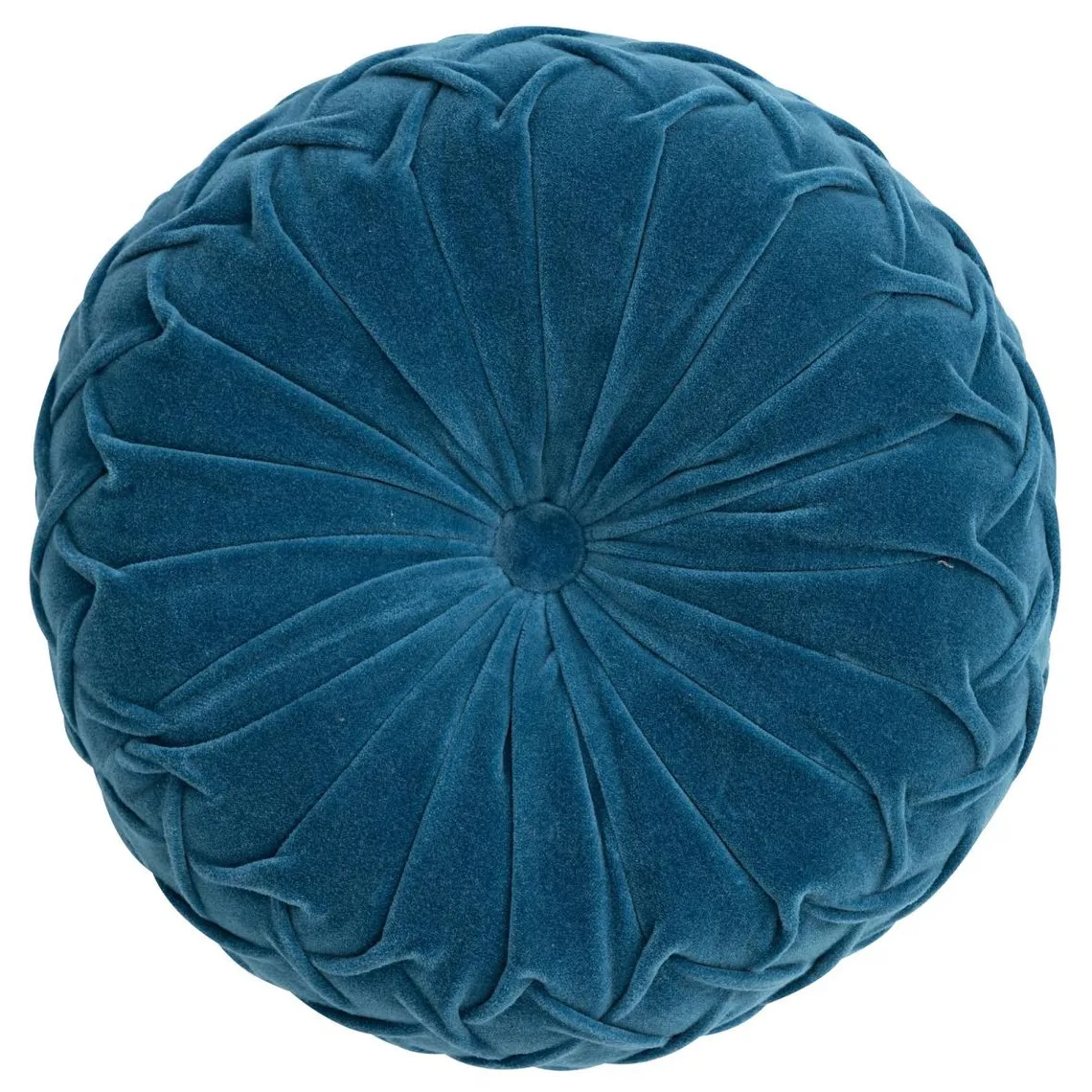 Coussin Rond Velours Bleu Canard | 3 Suisses