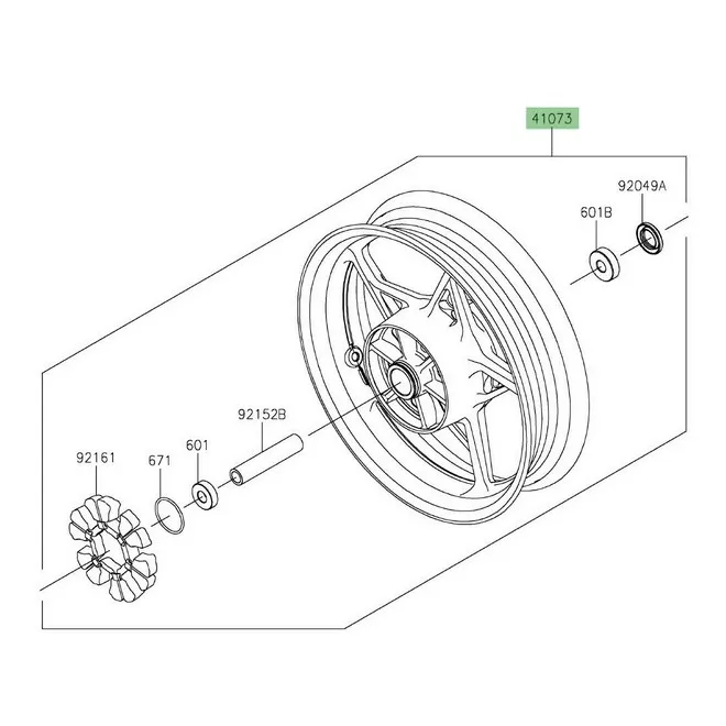 Jante arrière d'origine Kawasaki 410730753QT | Moto Shop 35