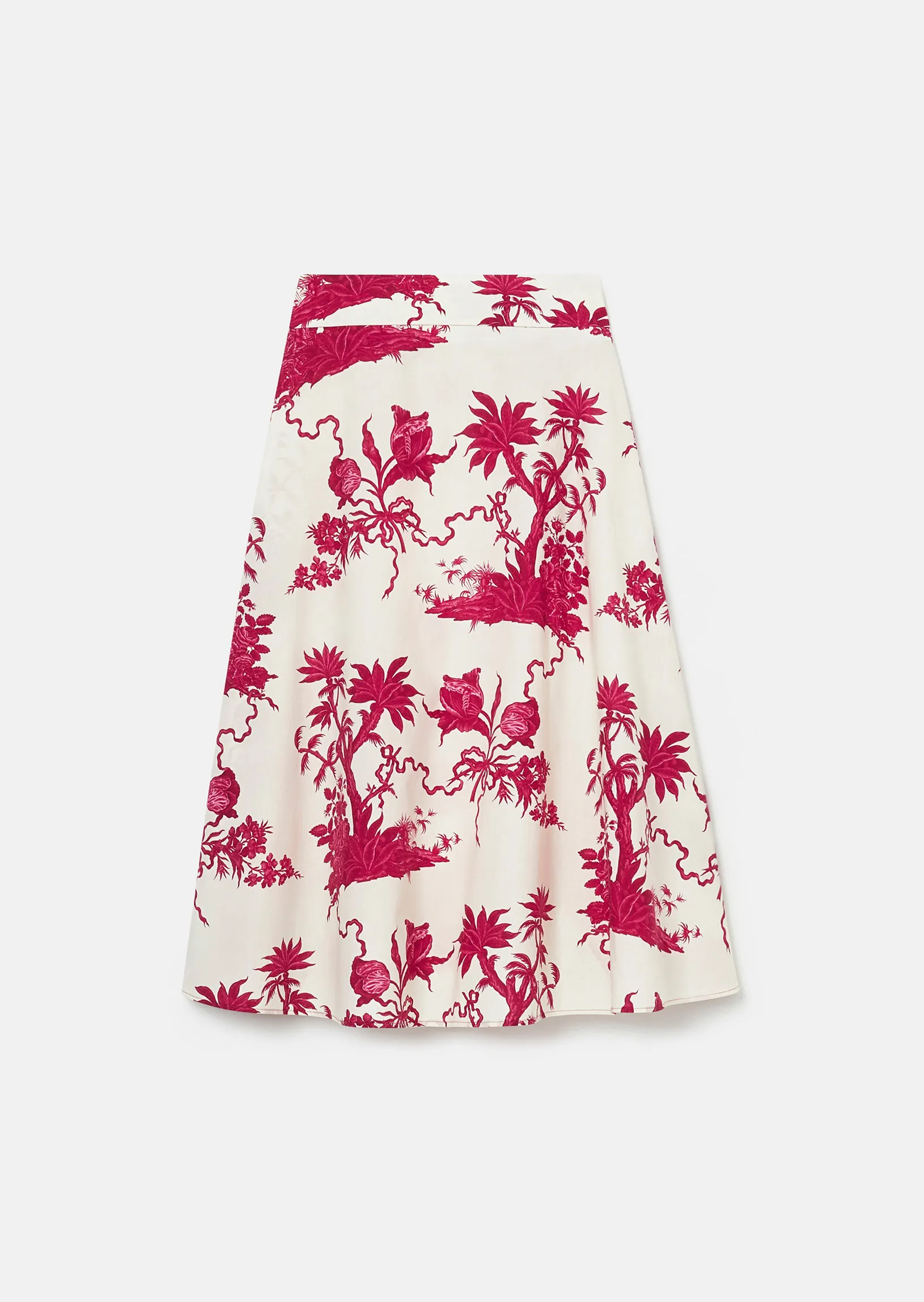 Jupe Jeannette écrue à motif fleuri bordeaux