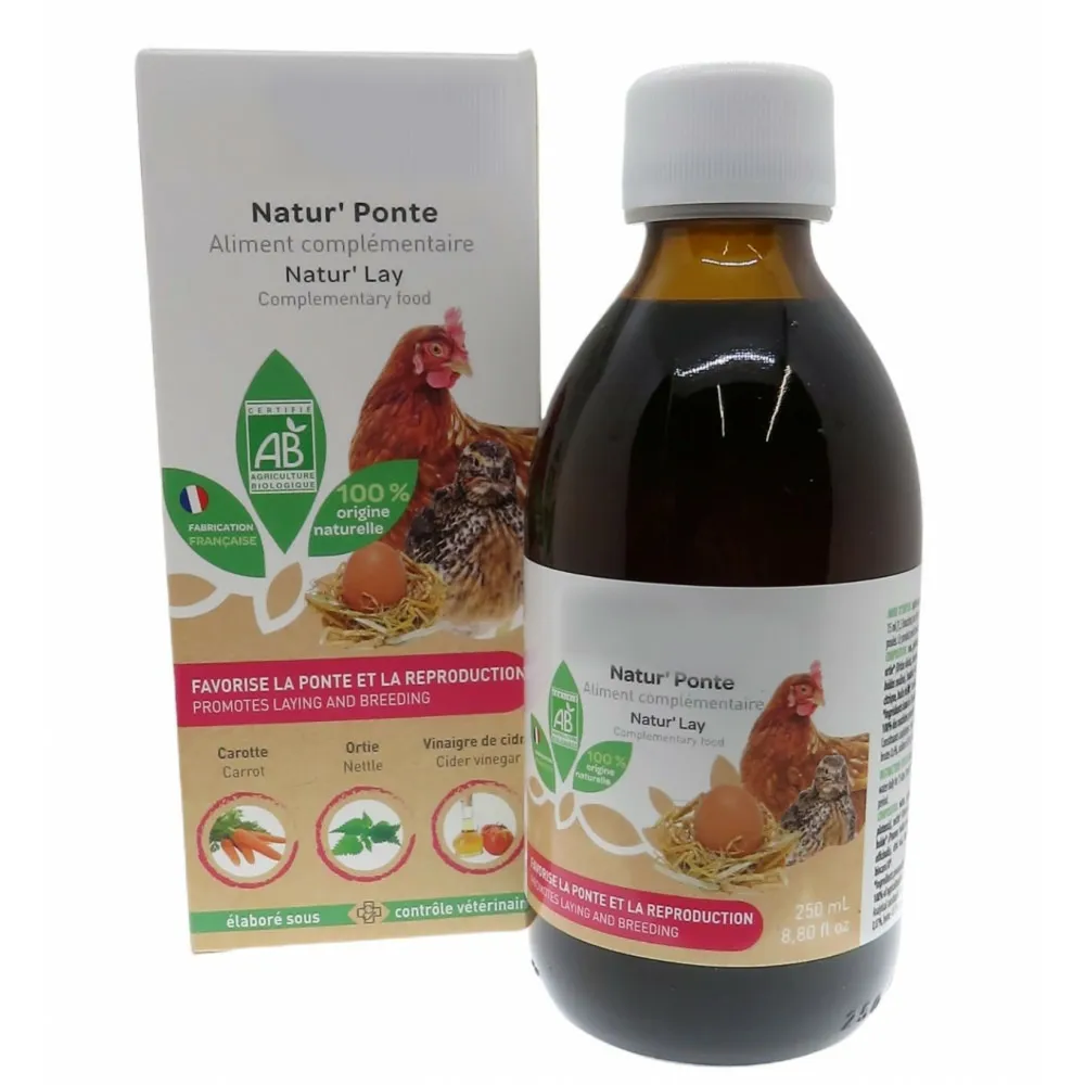 Natur' ponte, aliment complémentaire favorise la ponte pour poules 250 ml.