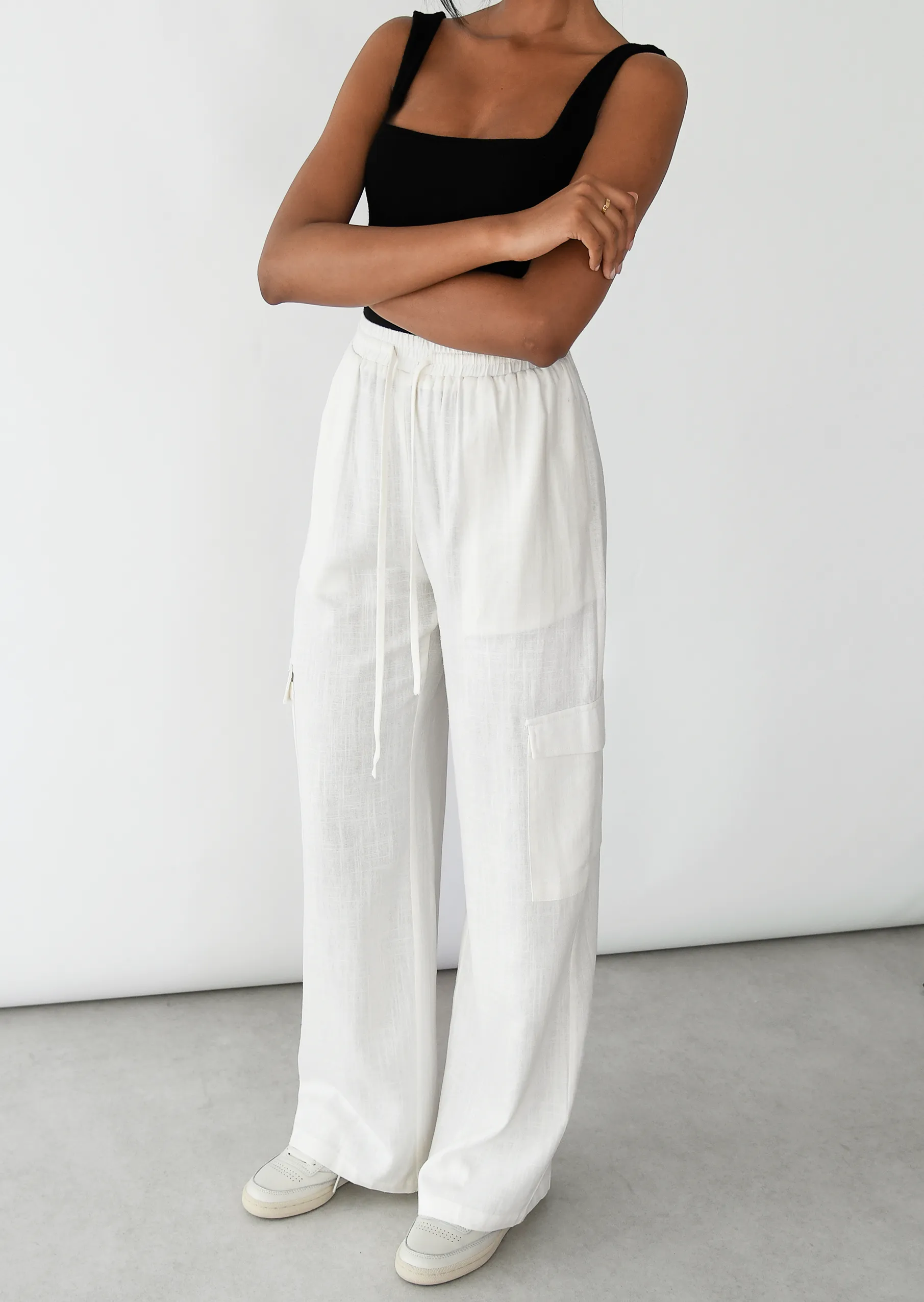Pantalon cargo lin