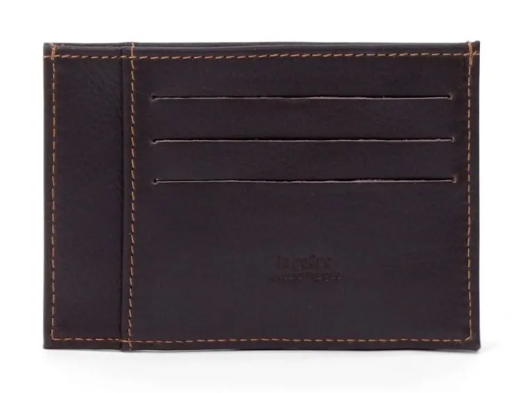Porte-cartes compact en cuir marron - 575