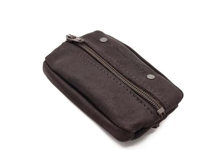 Porte monnaie grain de café en cuir marron foncé - 9230