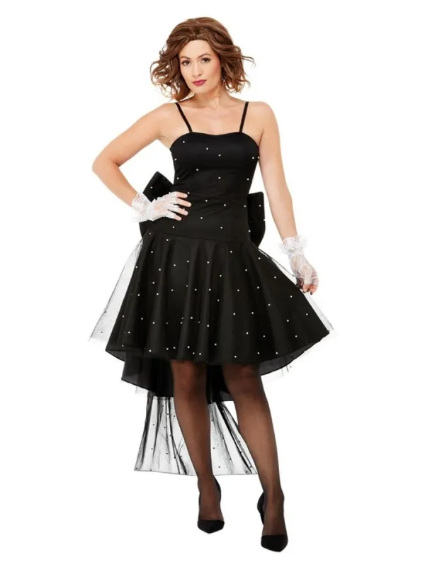 Robe des années 80, Noir, avec noeud