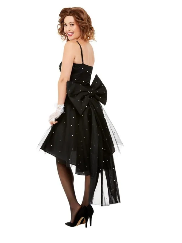 Robe des années 80, Noir, avec noeud