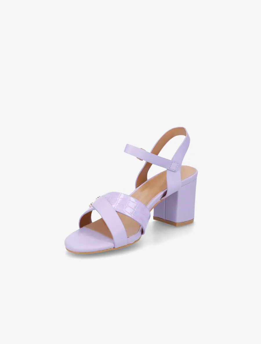 Sandales en simili à brides entrecroisées - Lilas