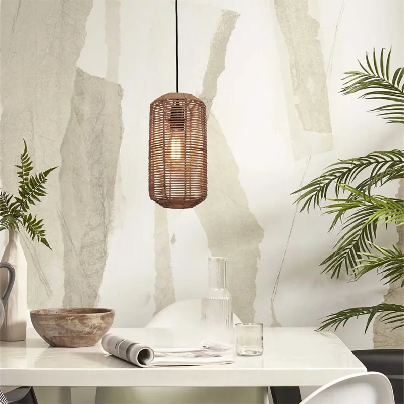 Suspension verticale en rotin naturel