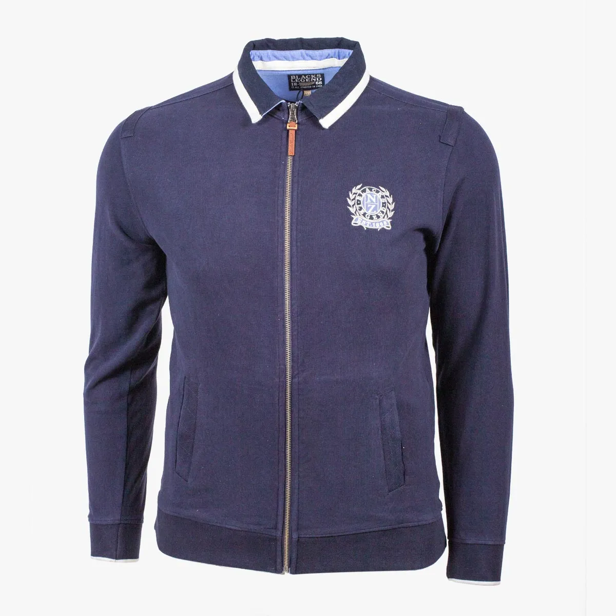 Sweatshirt zippé bleu marine col polo