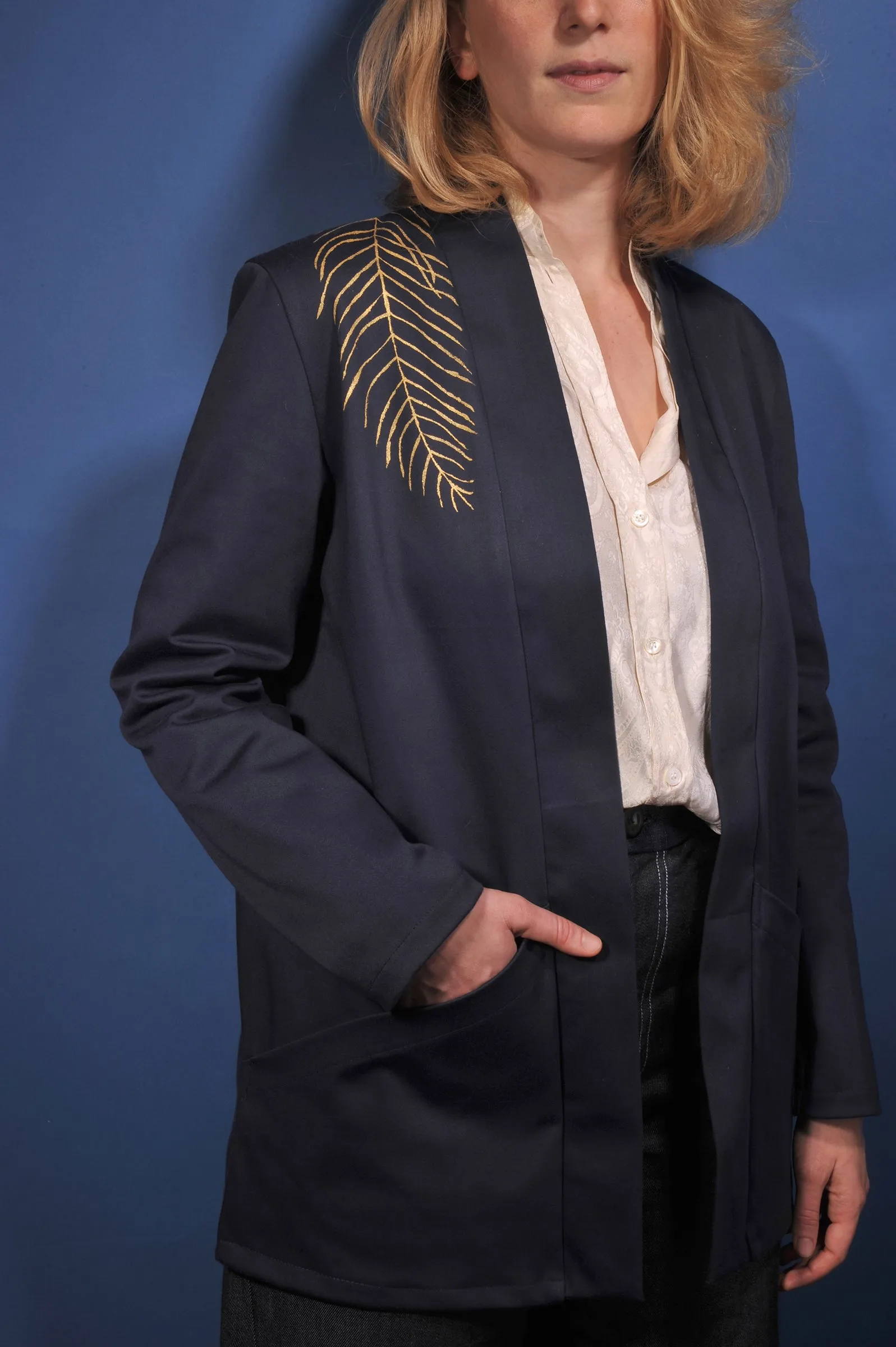 Veste kimono minuit* fougère légère